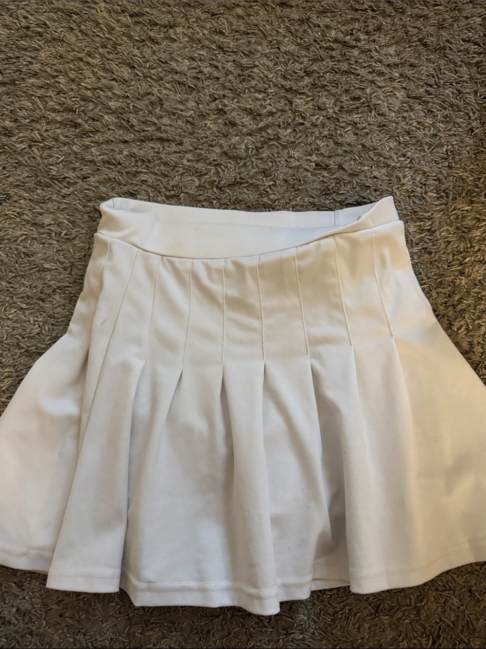High-Waist White Pleated Skater Skirt